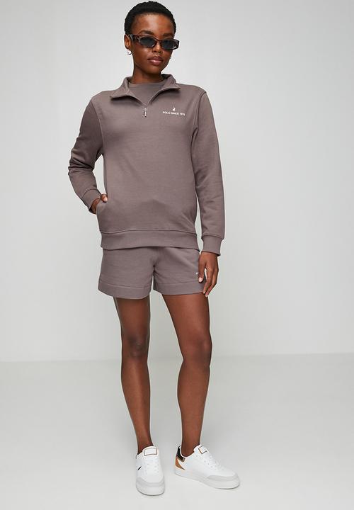 POLO - Wmn Harper Long Sleeve Quarter Zip Track Top - Iron