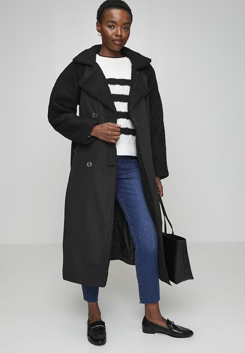 Brave Soul - Ladies Double Breasted Classic Mac - Black