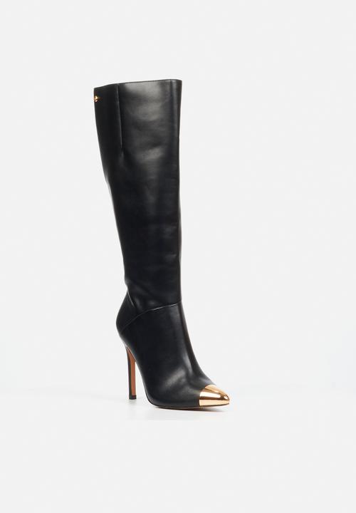 Miss Black - Boss 35 gold toe long heel boot - black