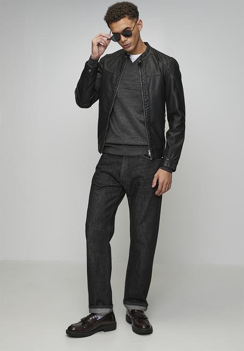 Brave Soul - V Neck Jumper - Dark Charcoal Mark