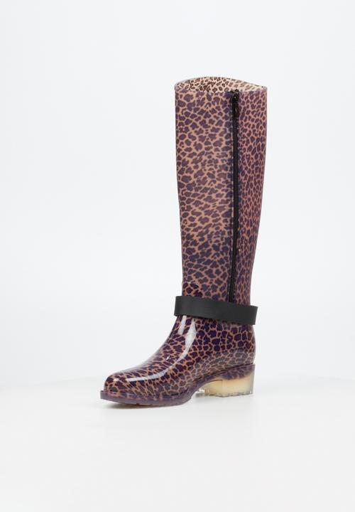 Viabeach - Cloudy 1 gold buckle rain high boot - leopard