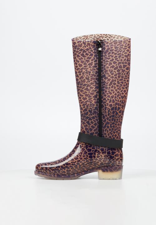Viabeach - Cloudy 1 gold buckle rain high boot - leopard
