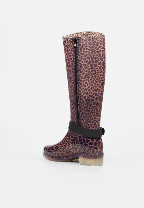 Viabeach - Cloudy 1 gold buckle rain high boot - leopard