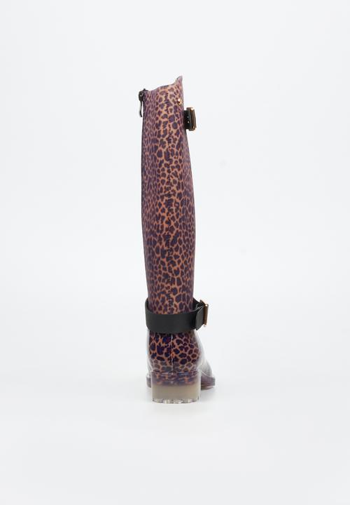 Viabeach - Cloudy 1 gold buckle rain high boot - leopard