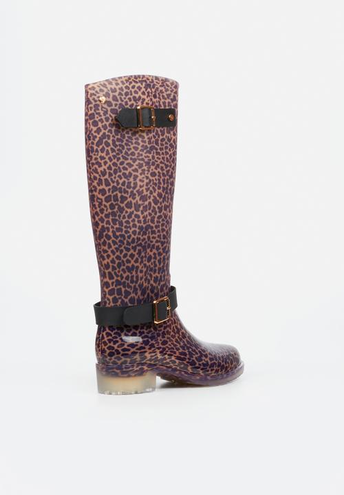 Viabeach - Cloudy 1 gold buckle rain high boot - leopard