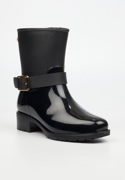 Viabeach - Cloudy 2 gold buckle rain ankle boot - black