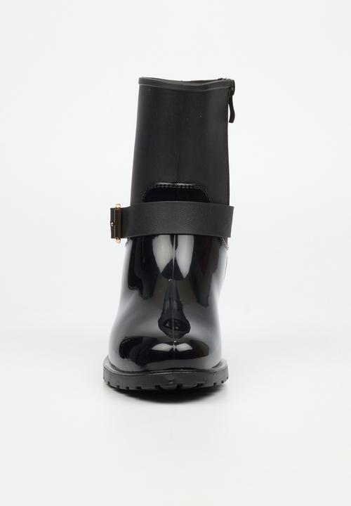 Viabeach - Cloudy 2 gold buckle rain ankle boot - black
