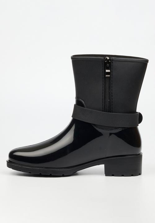 Viabeach - Cloudy 2 gold buckle rain ankle boot - black