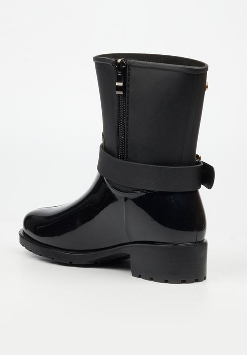 Viabeach - Cloudy 2 gold buckle rain ankle boot - black