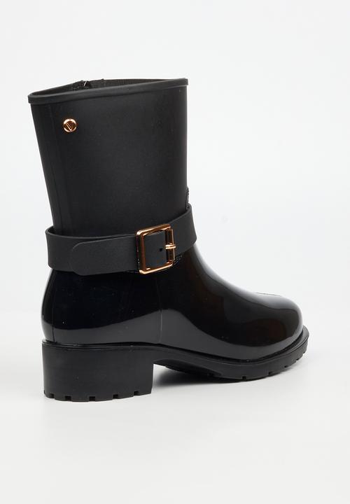 Viabeach - Cloudy 2 gold buckle rain ankle boot - black