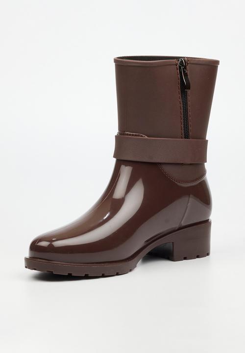 Viabeach - Cloudy 2 gold buckle rain ankle boot - chocolate
