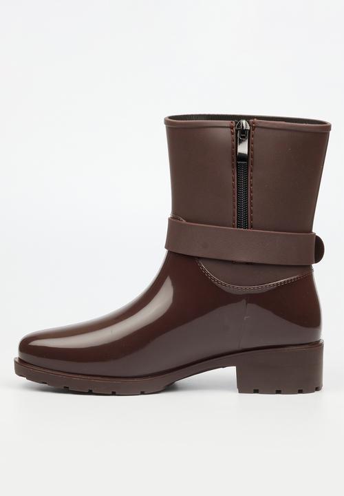 Viabeach - Cloudy 2 gold buckle rain ankle boot - chocolate