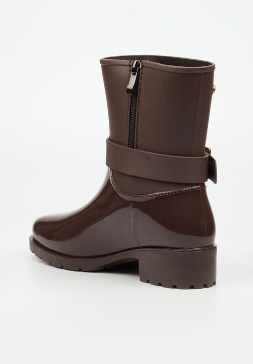 Viabeach - Cloudy 2 gold buckle rain ankle boot - chocolate