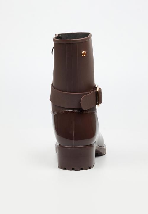 Viabeach - Cloudy 2 gold buckle rain ankle boot - chocolate