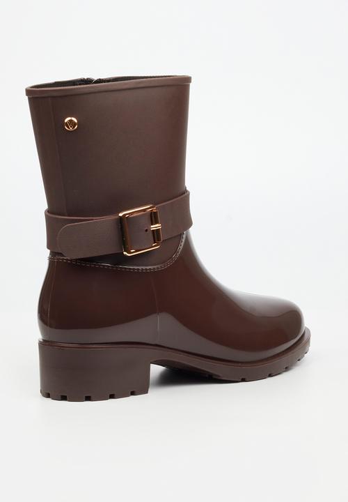 Viabeach - Cloudy 2 gold buckle rain ankle boot - chocolate