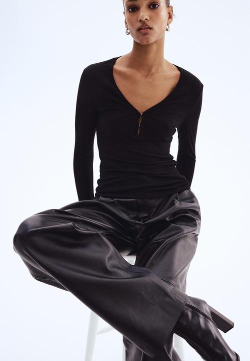 H&M - Rib-knit top - black