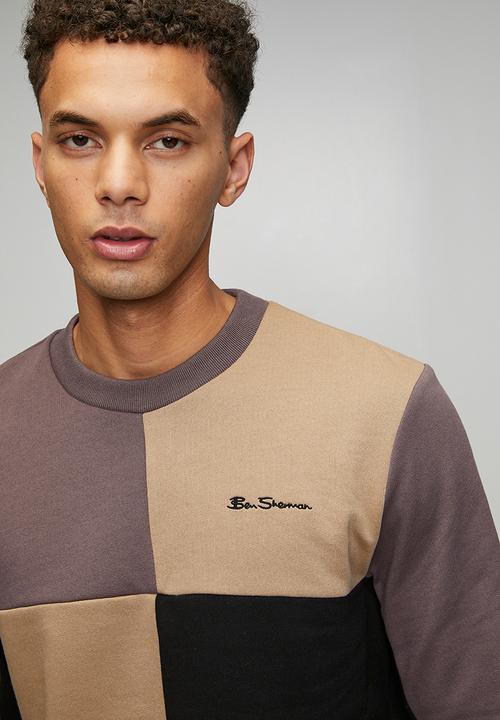 Ben Sherman - Panelled Colour Block Crew Sweater - Cornstalk
