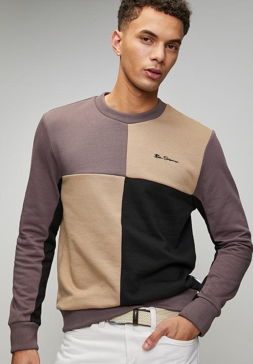 Ben Sherman - Panelled Colour Block Crew Sweater - Cornstalk