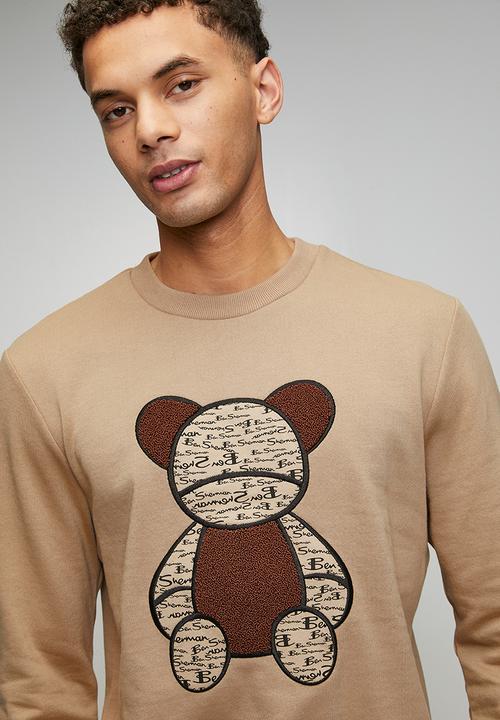 Ben Sherman - Chenille Bear Applique Crew Sweater - Cornstalk