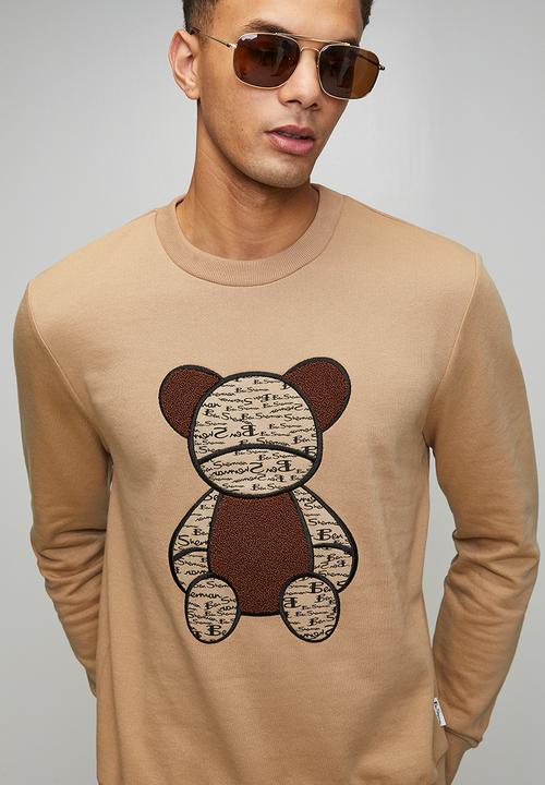 Ben Sherman - Chenille Bear Applique Crew Sweater - Cornstalk
