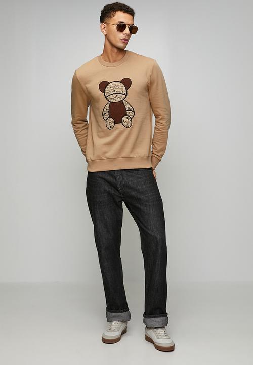 Ben Sherman - Chenille Bear Applique Crew Sweater - Cornstalk