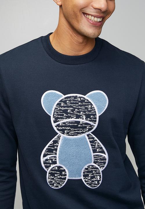 Ben Sherman - Chenille Bear Applique Crew Sweater - Navy