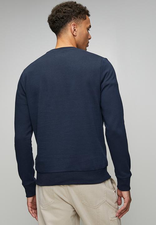 Ben Sherman - Chenille Bear Applique Crew Sweater - Navy
