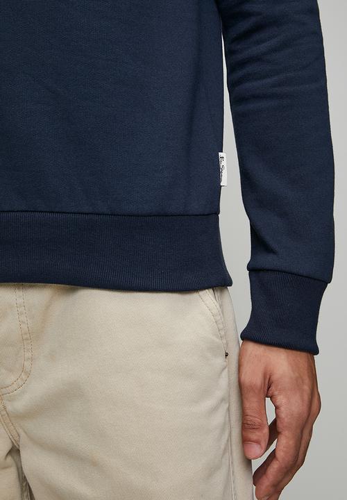 Ben Sherman - Chenille Bear Applique Crew Sweater - Navy