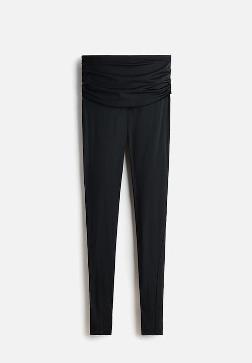 H&M - H&M Studio: Draped-panel leggings - black