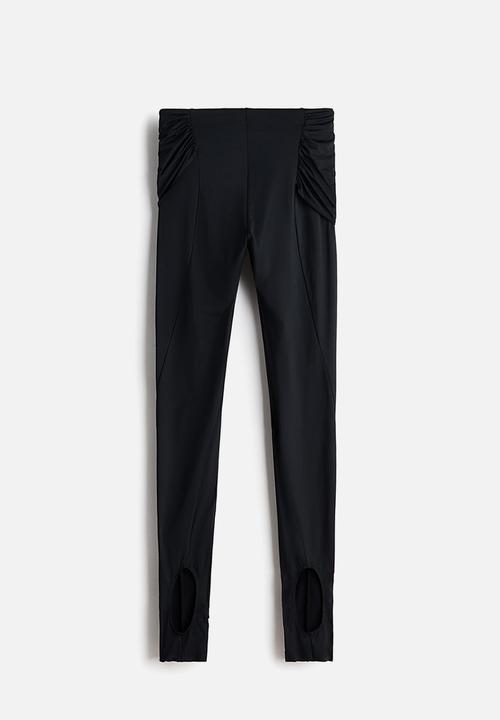 H&M - H&M Studio: Draped-panel leggings - black