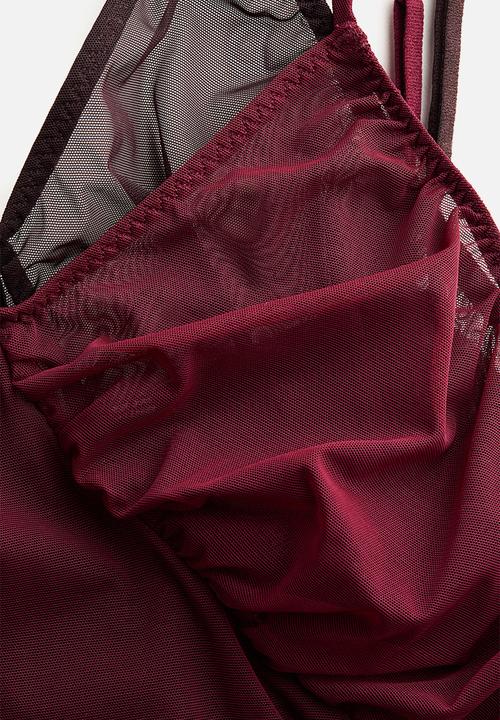 H&M - H&M Studio: Strappy mesh dress - burgundy