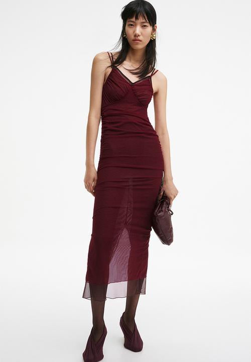 H&M Studio: Strappy mesh dress - burgundy - 1326143001