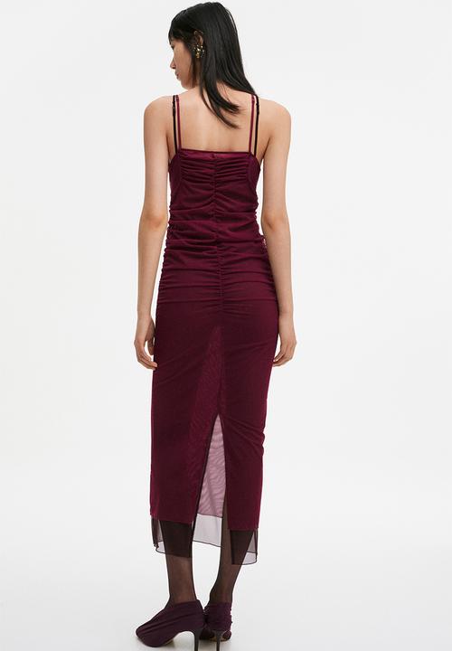 H&M - H&M Studio: Strappy mesh dress - burgundy
