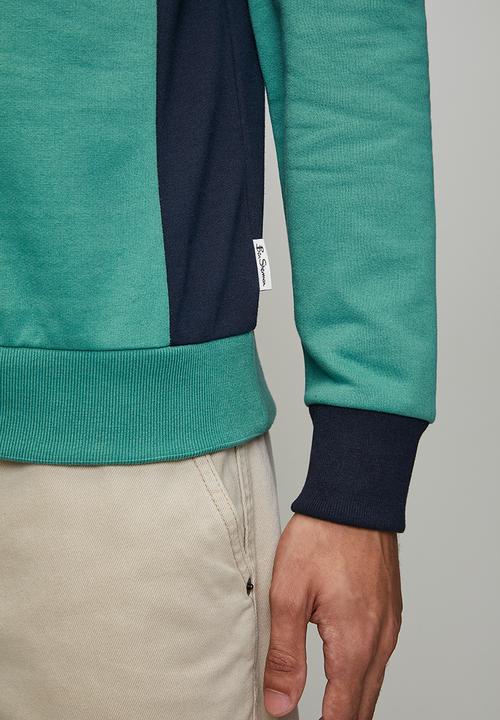 Ben Sherman - Panelled Colour Block B Polo Sweater - Aqua Teal