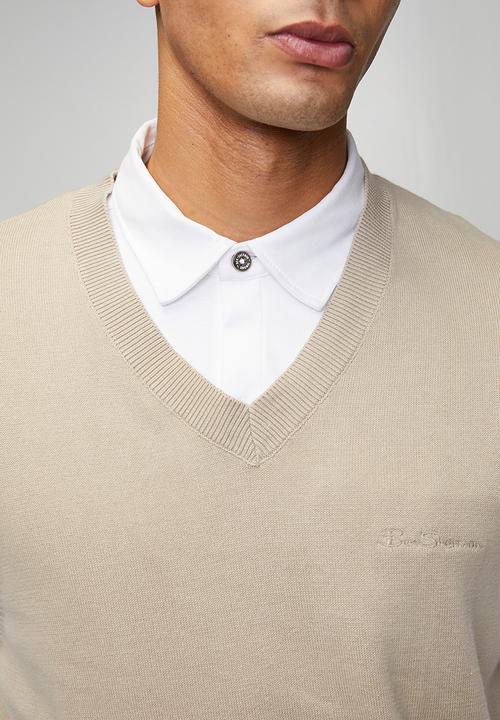 Ben Sherman - Pull Over Knit S/Less - Sustained Grey