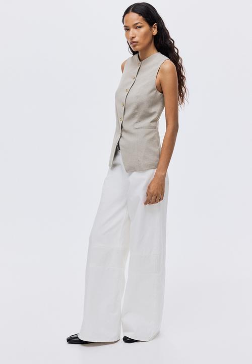 H&M - Long waistcoat - light beige marl
