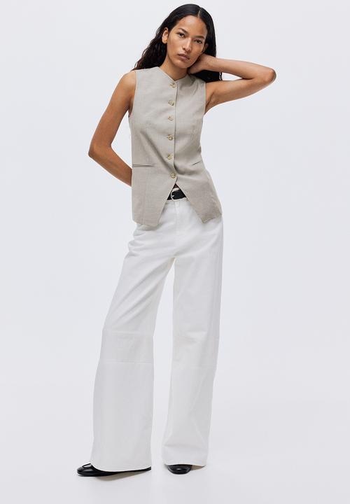 H&M - Long waistcoat - light beige marl