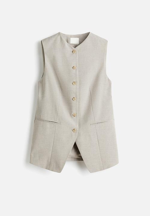 H&M - Long waistcoat - light beige marl