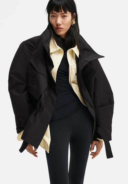 H&M - H&M Studio: Hooded peplum jacket - black