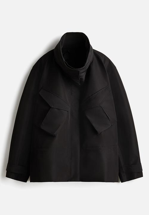 H&M Studio: Hooded peplum jacket - black - 1327101001