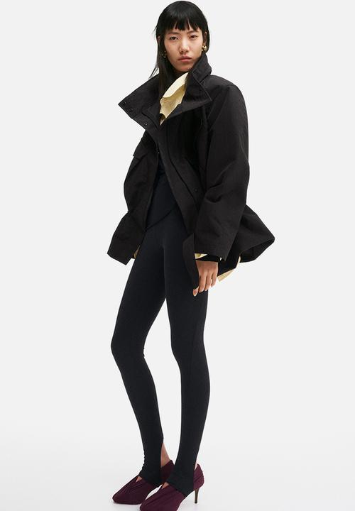 H&M - H&M Studio: Hooded peplum jacket - black
