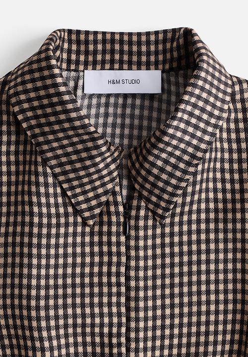 H&M - H&M Studio: Puff-sleeved dress - black gingham check