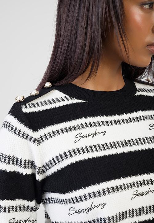 SISSY BOY - Miss You More Knit Sweater Striped Jersey - Black/Off White