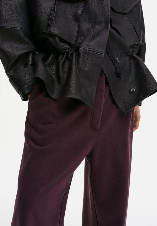 H&M - H&M Studio: Wide cotton joggers - dark plum purple