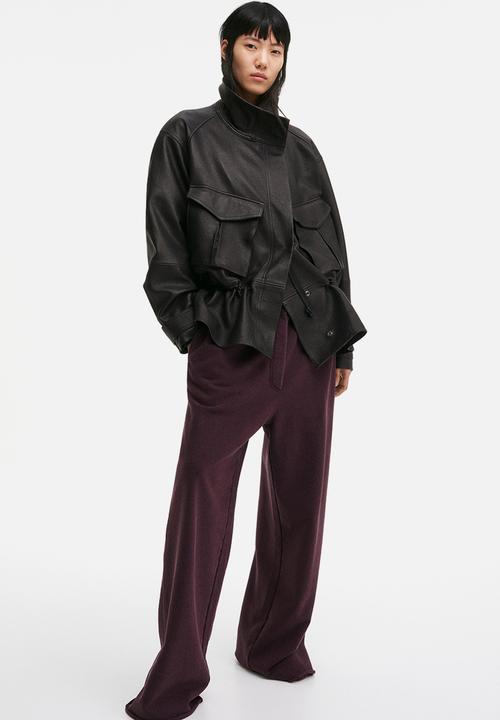 H&M - H&M Studio: Wide cotton joggers - dark plum purple