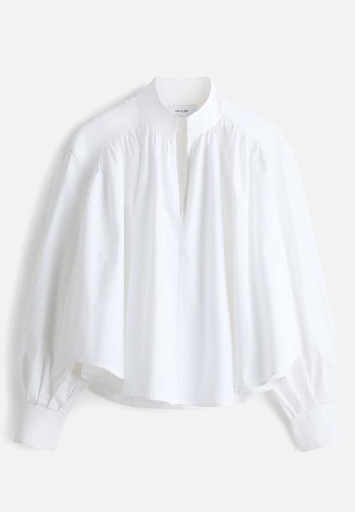 H&M - H&M Studio: Gathered poplin blouse - white