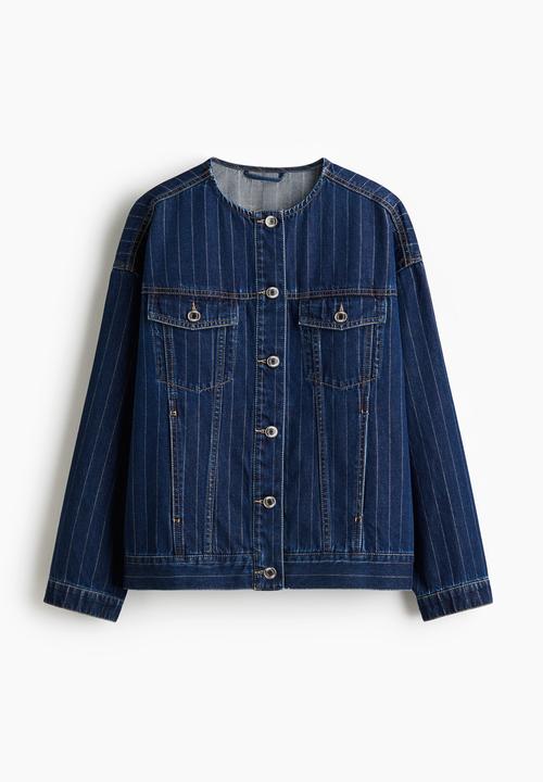H&M - Denim jacket - denim blue/pinstriped