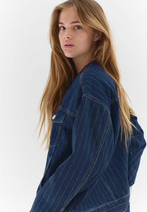 H&M - Denim jacket - denim blue/pinstriped