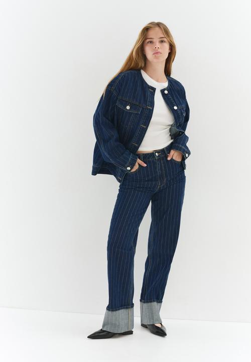 H&M - Denim jacket - denim blue/pinstriped