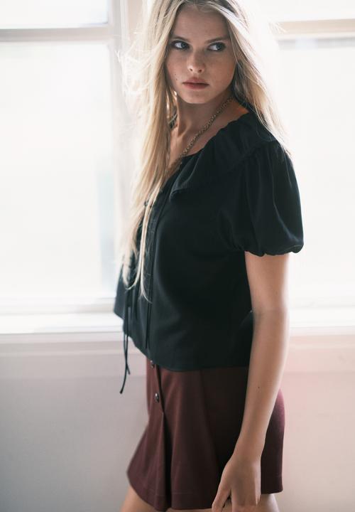 H&M - Tie-front blouse - black